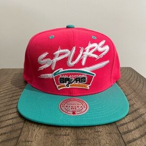 Mitchell & Ness San Antonio Spurs 3D NBA Hat Cap SnapBack OSFA Pink Teal NEW
